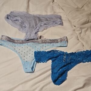 Victoria's Secret Light Blue and Dark Blue Panties Trio